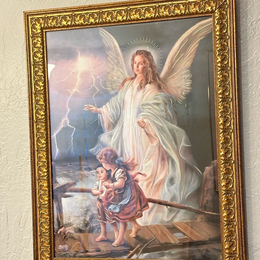 Home interiors ornate Framed wall art Guardian Angel print - Picture 8 of 14
